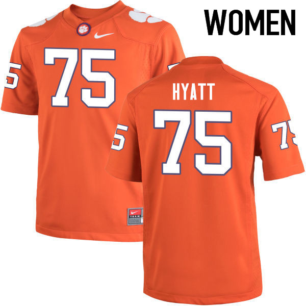 Women Clemson Tigers #75 Mitch Hyatt College Football Jerseys-Orange